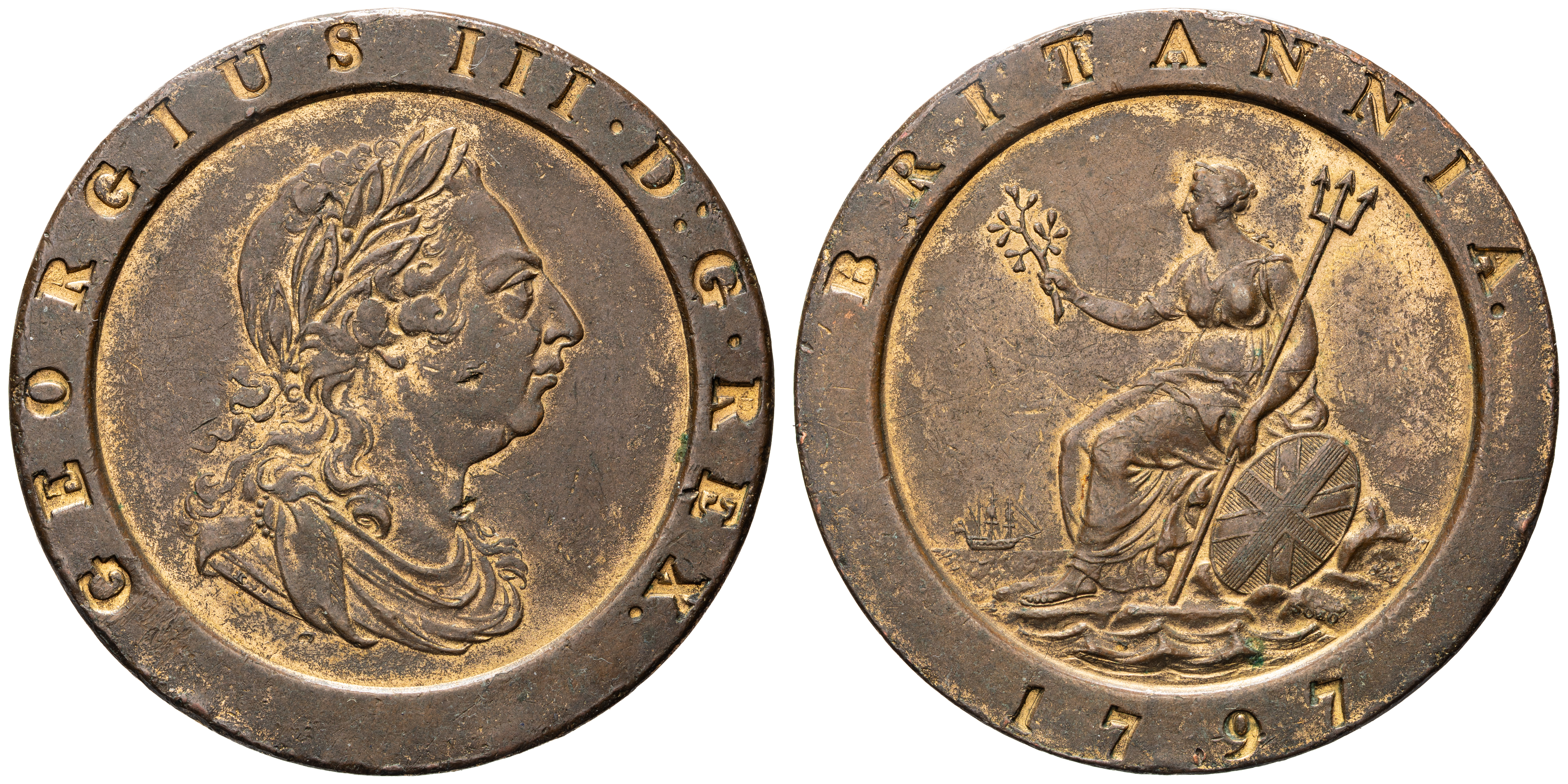 George III, Two Pence, 1797, VF