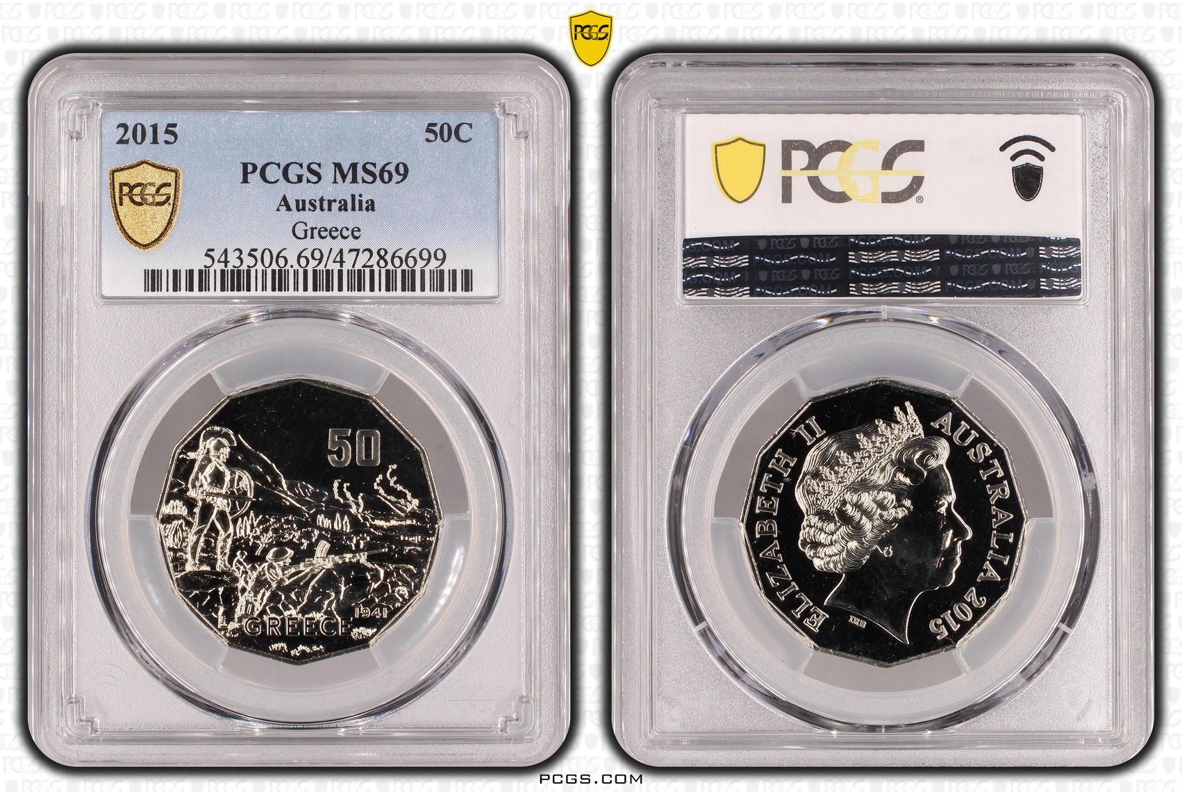 Elizabeth II, Greece, Fifty Cent, 2015, PCGS MS69