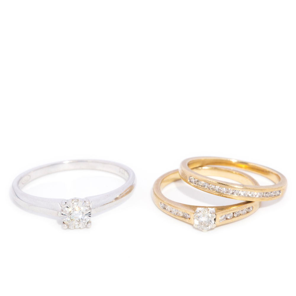 119 · Three Diamond 9ct Gold Rings