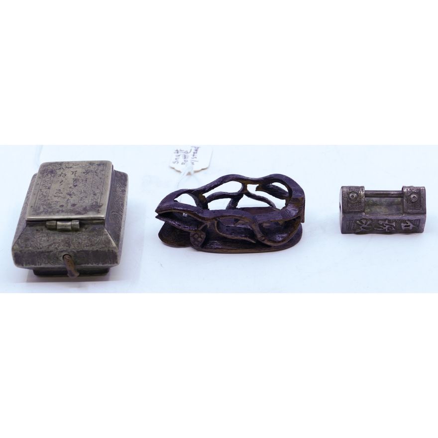 Box Old Chinese Opium Box & Lock etc.