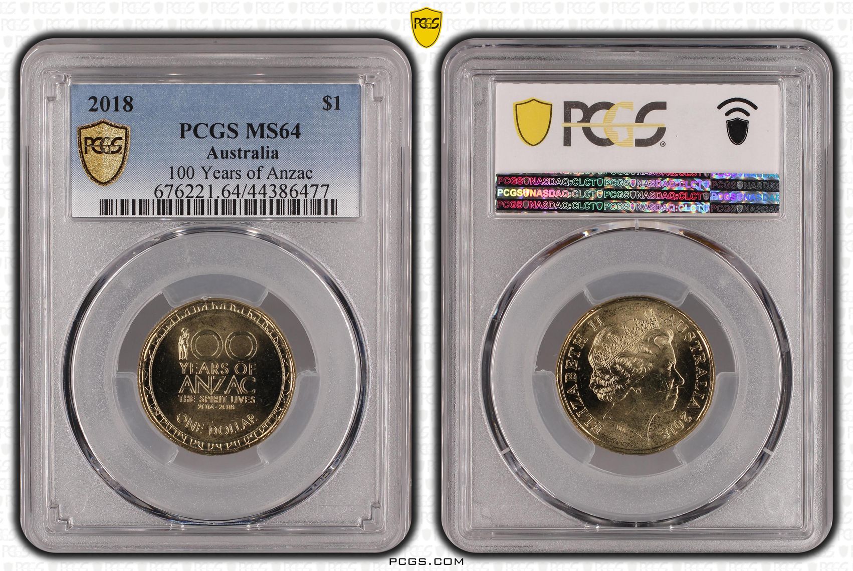 100 Years of Anzac, One Dollar, 2018, PCGS MS64