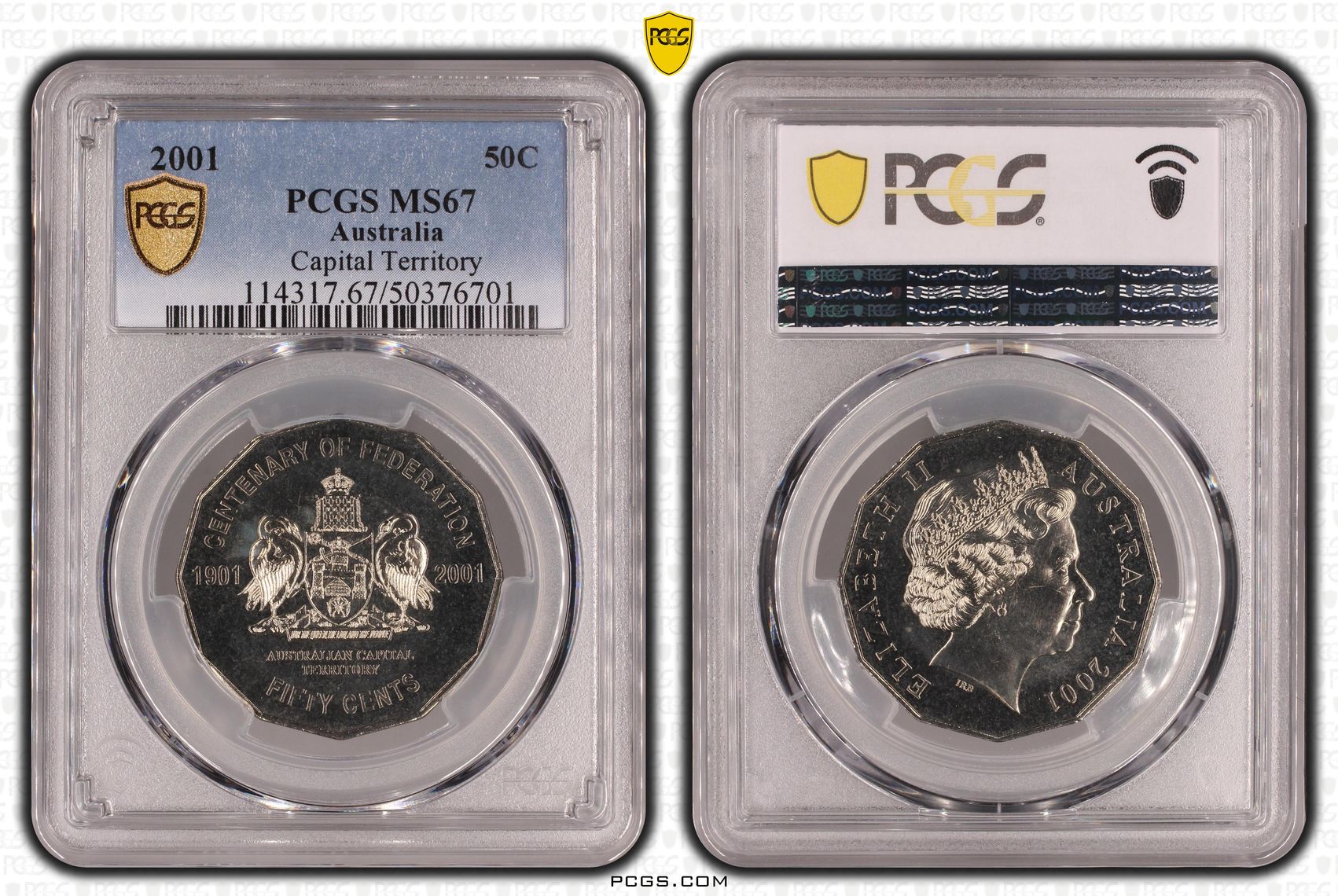 Capital Territory , Fifty Cent, 2001, PCGS MS67