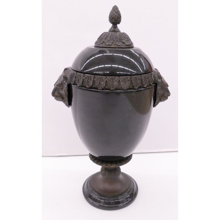 Bronze Mounted Marble Lion Urn- 14''