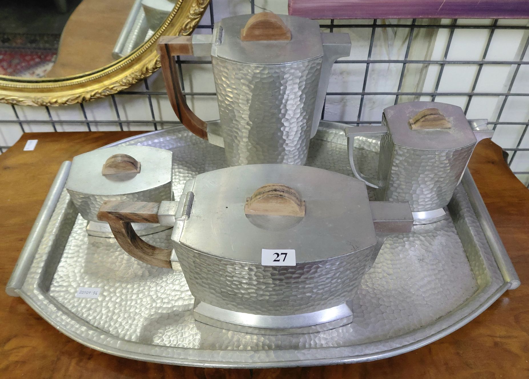 27 · MID CENTURY PEWTER TEA SERVICE