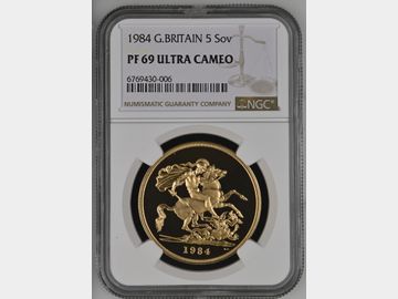 1984 PROOF GOLD 5 POUND PF69 UCAM ELIZABETH II