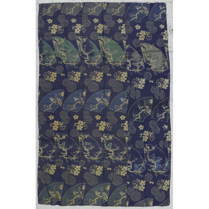 Old Japanese Blue Silk Brocade Panel 48''x31''