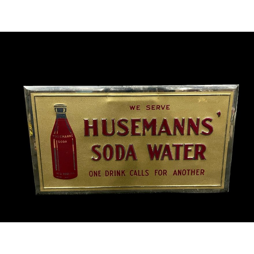 Husemann's Soda Water Tin Over Cardboard. Embossed Tin