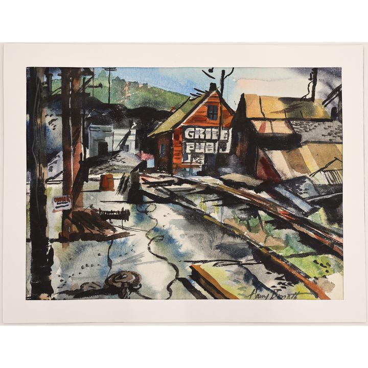 Harry Bonath ''North of Lake Union'' (RR Tracks) Watercolor on Arches