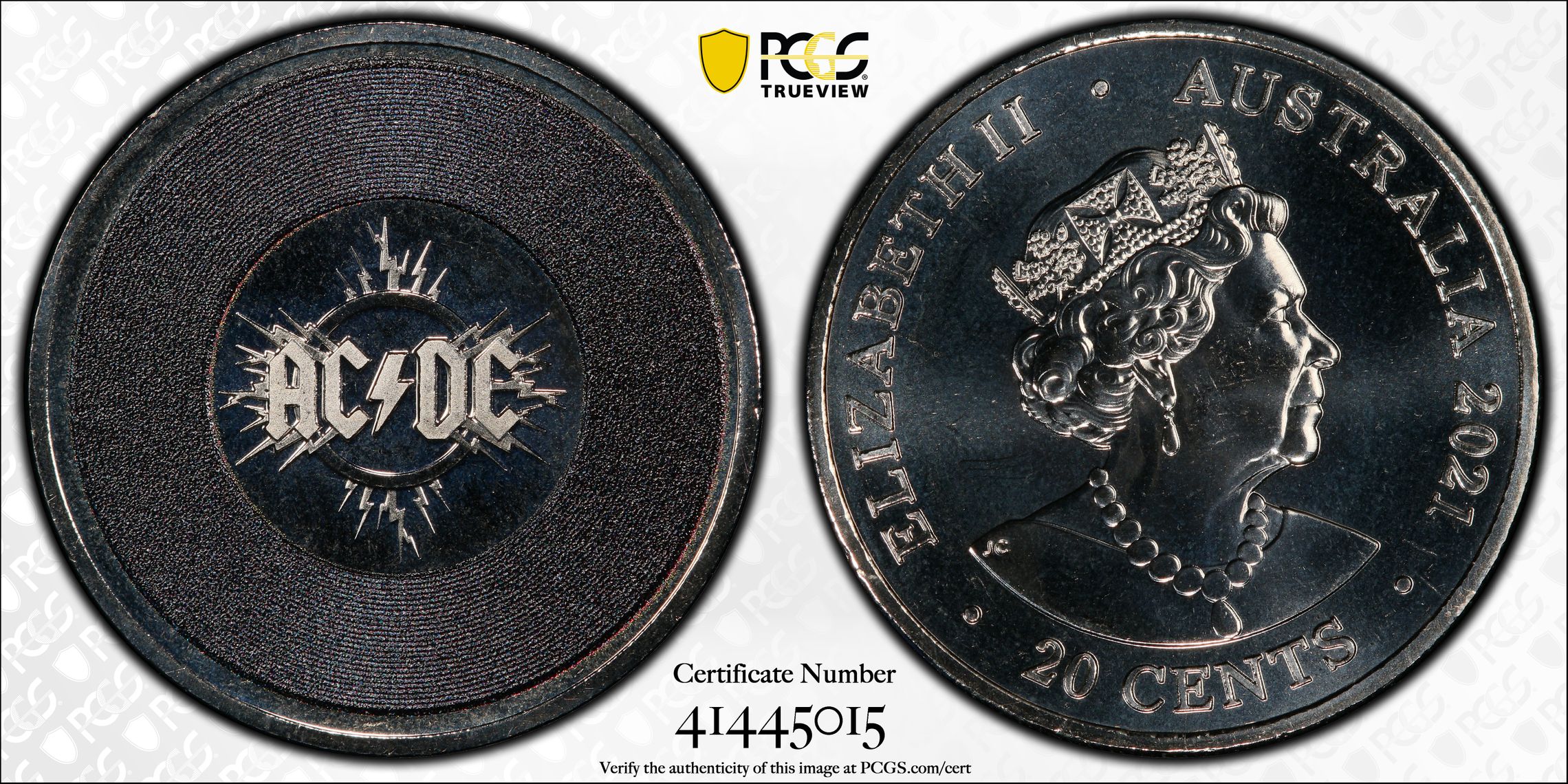 AC/DC Logo , Twenty Cent, 2021, PCGS MS68