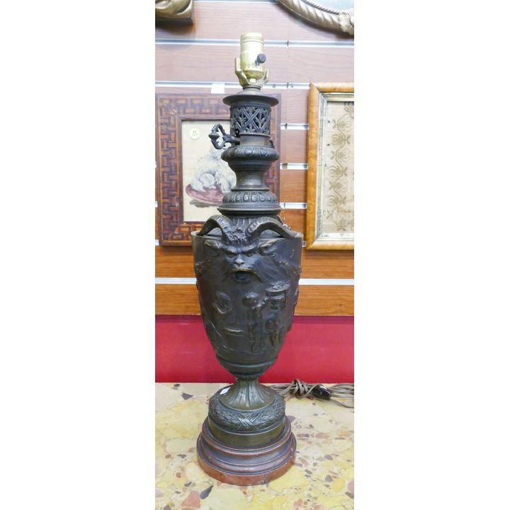 French Bronze Classical Fauns Table Lamp- 24''