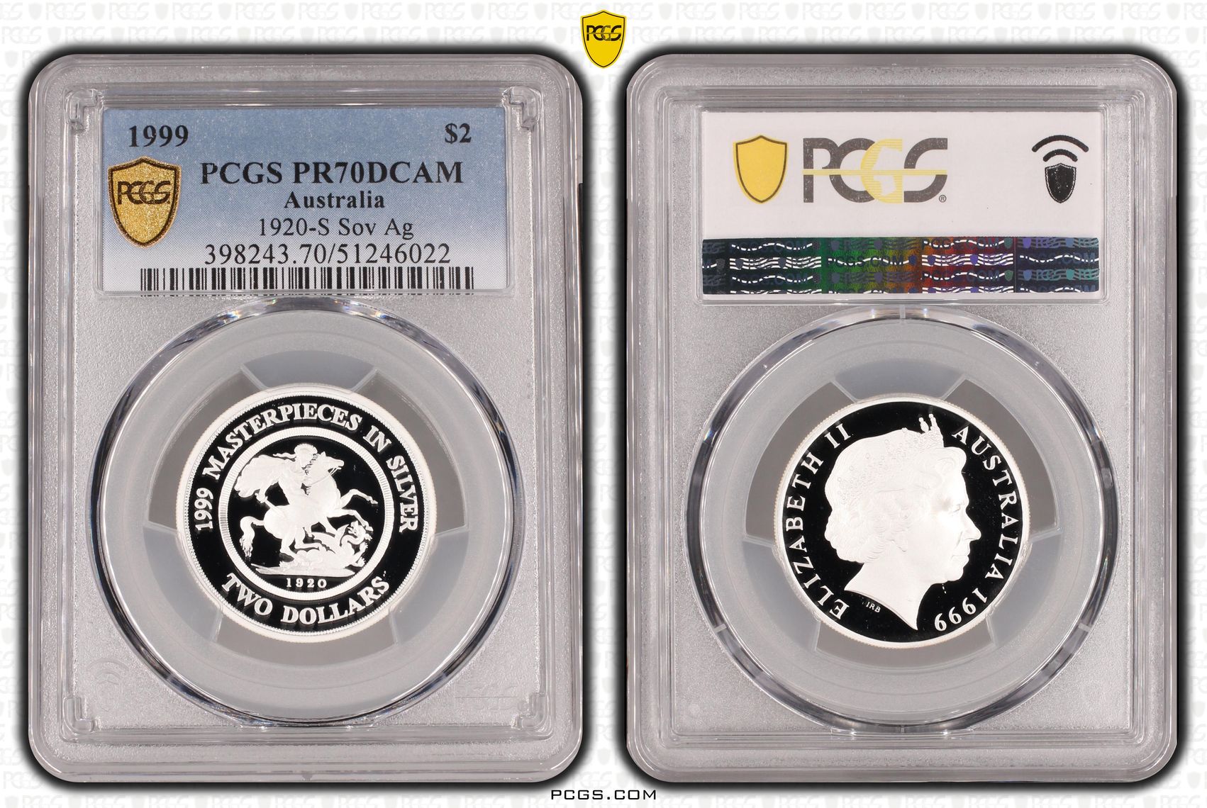 1920-S Sov Ag, Two Dollar, 1999, PCGS PR70DCAM