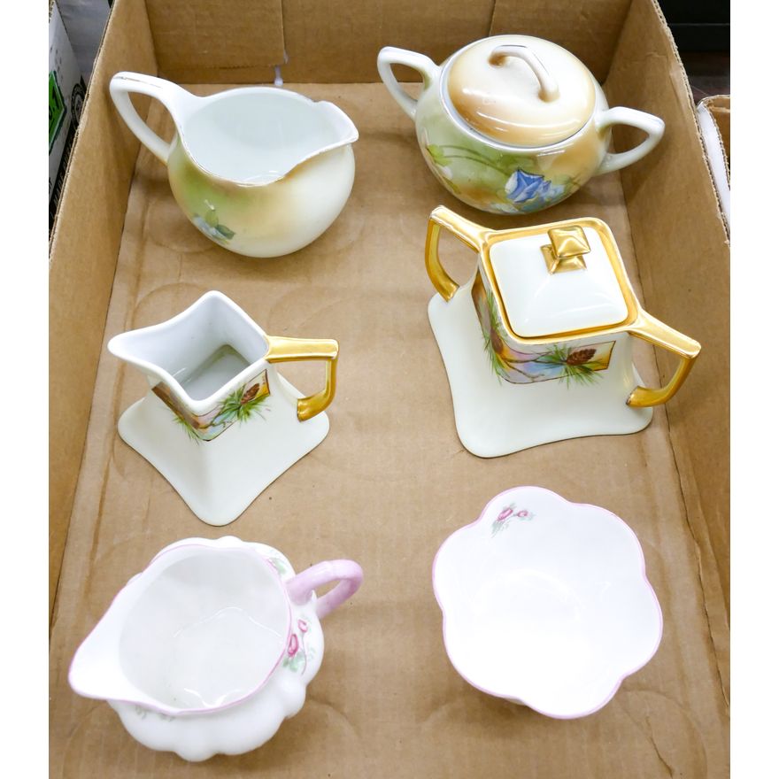 Box 6pc Vintage Porcelain Creamer & Sugar etc.