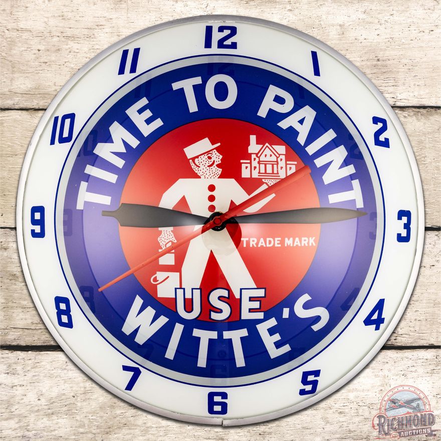 Time to Paint Use Witte's 15" Double Bubble Advertising Clock w/ Logo