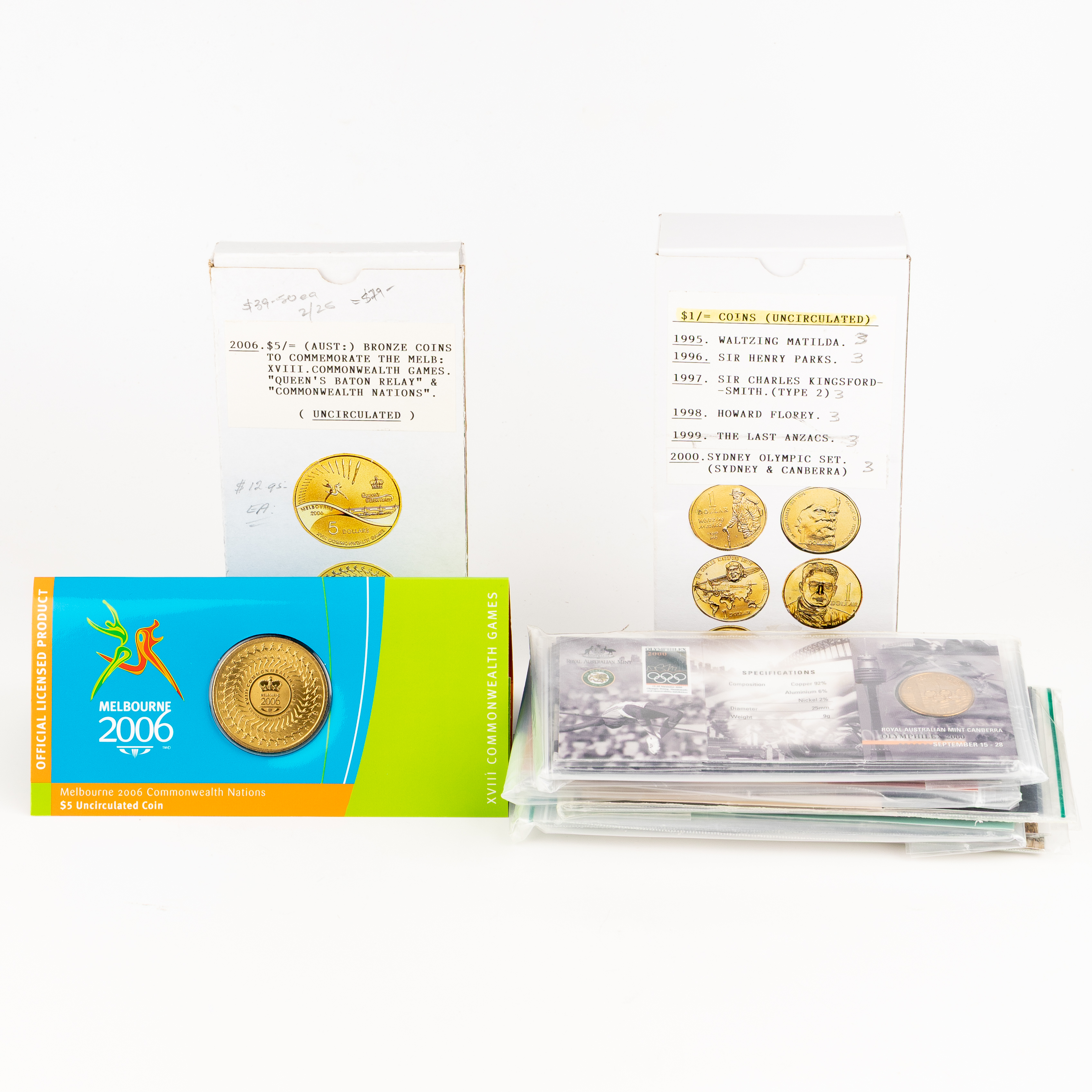 490 · Elizabeth II, Various Commemoratives, One Dollar - Five Dollars, 1995 - 2006, UNC