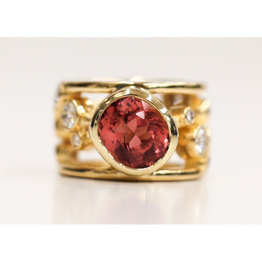 Fancy 18k Tourmaline & Diamond Ring