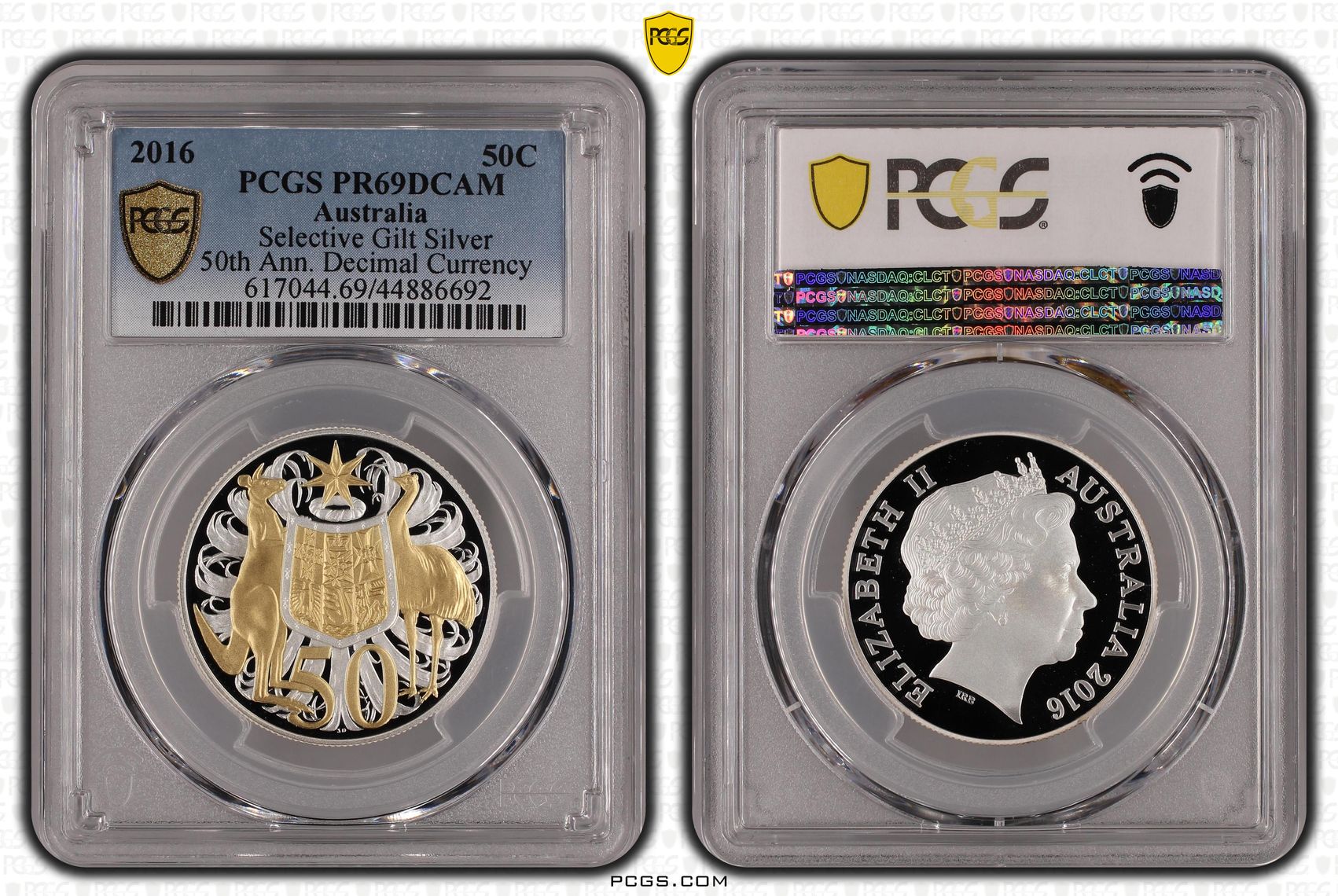 2016 Australia Fifty Cent, 50c Silver Silver Gold Plated PCGS - PR69DCAM -692