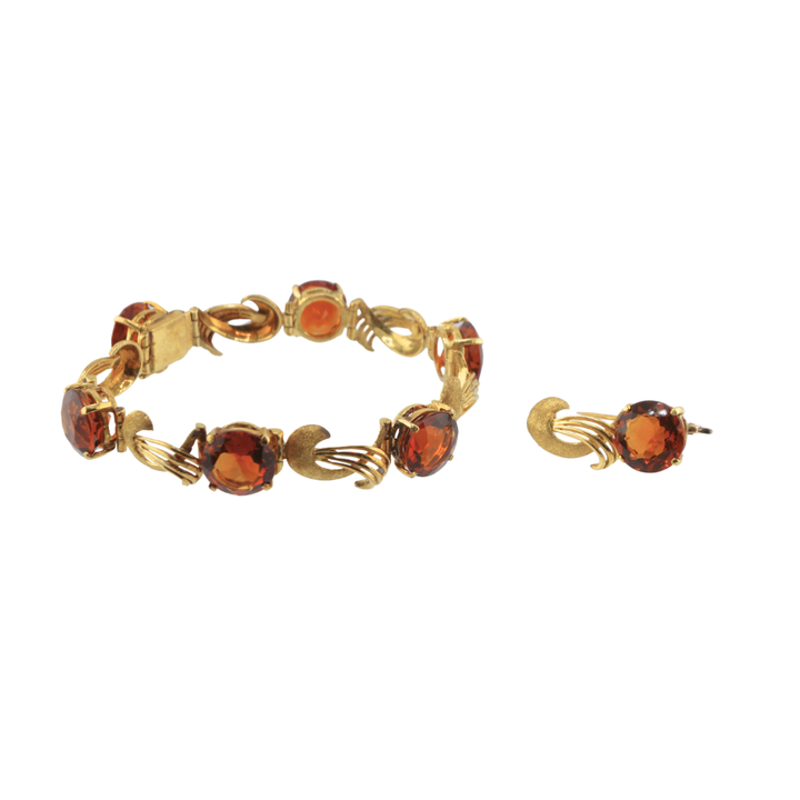 Pulsera y prendedor de granate naranja