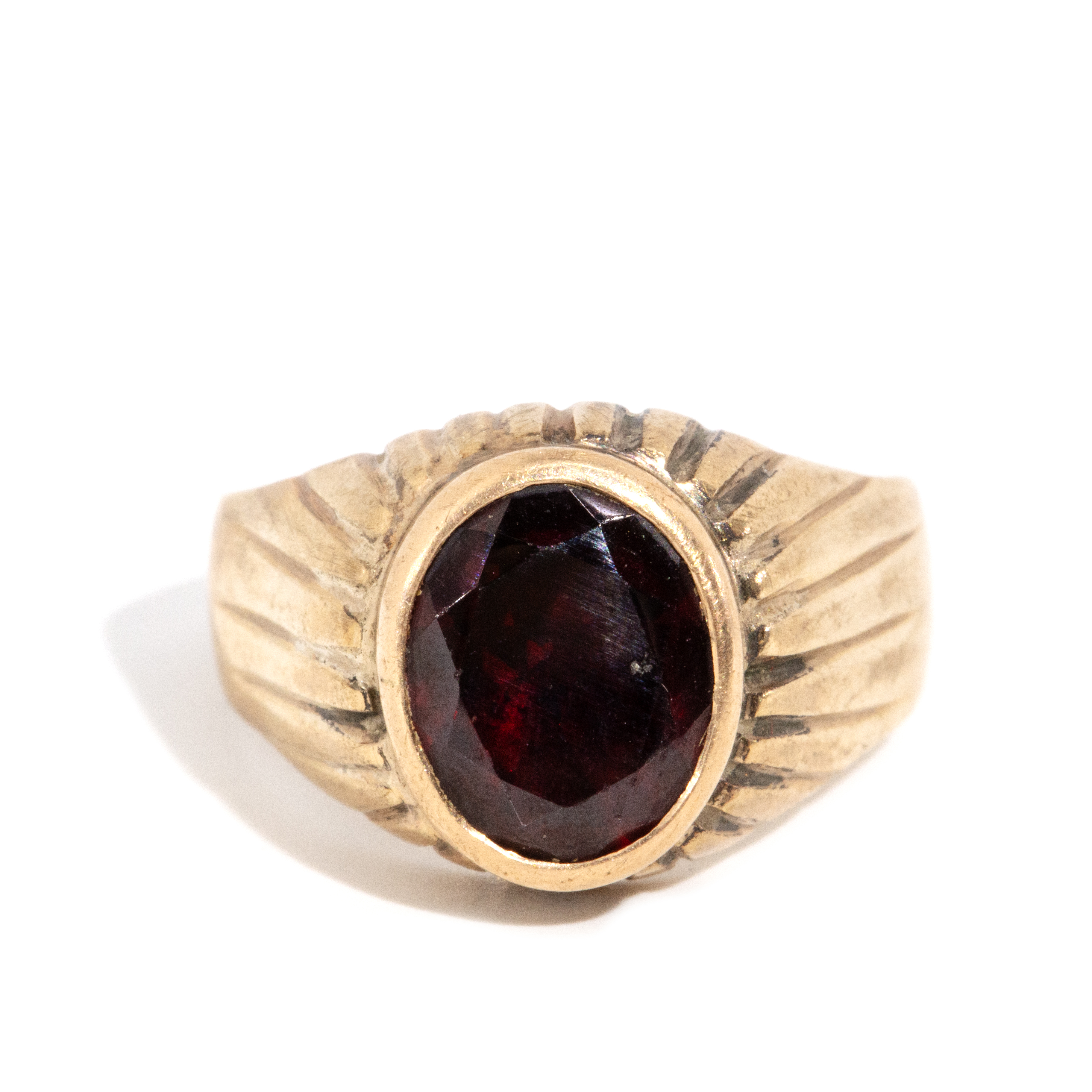 Garnet Signet Ring 10ct Gold,