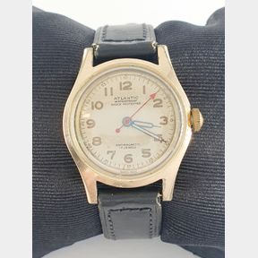 MENS VINATGE ATLANTIC WATCH - MANUAL WIND LEATHER STRAP - 51929/3347