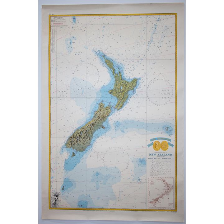 Chart of New Zealand - Cook Bicentenary Commemorative Chart of New Zealand including Norfolk and Campbell Is,