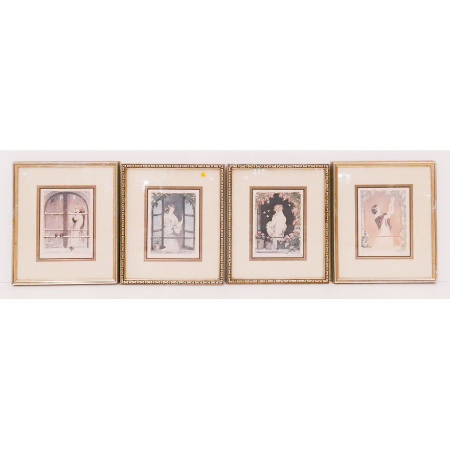 4pc Louis Icart 'The Four Seasons' Numbered Prints Gallery Framed- 17x15'' each