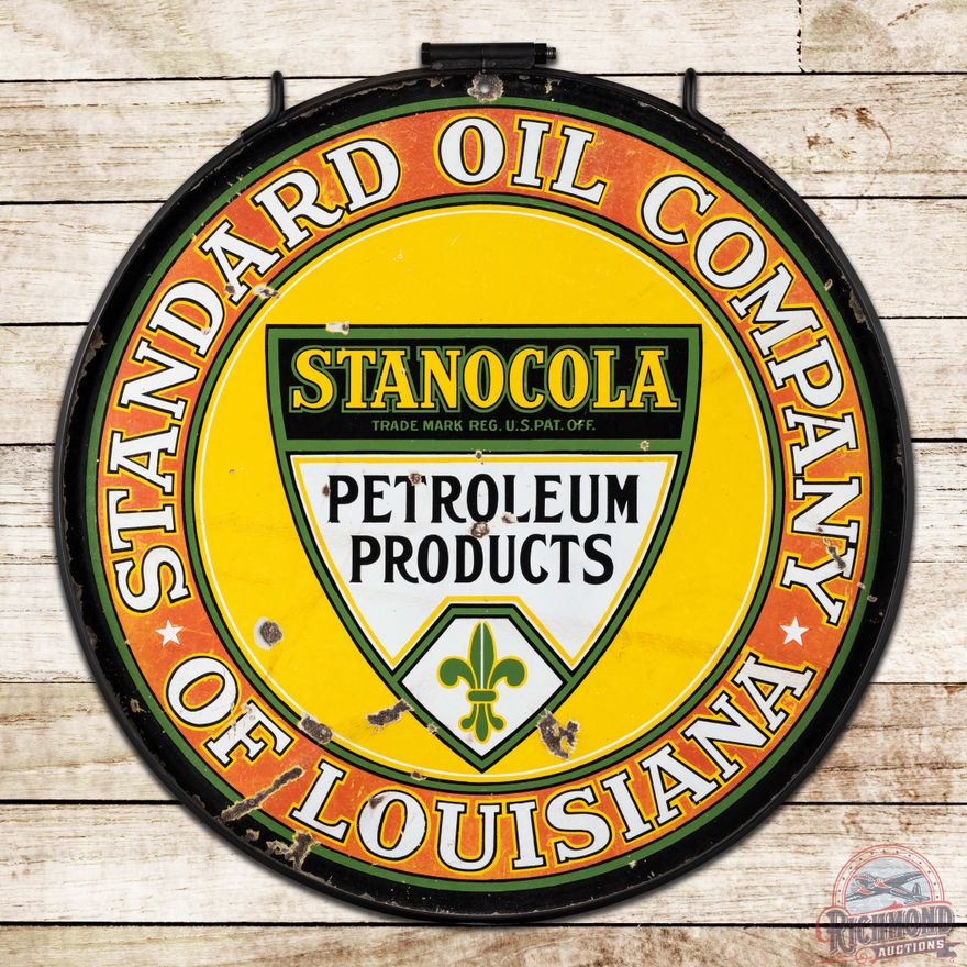 Stanocola Petroleum Products 30" Double Sided Porcelain Logo Sign w/ Ring