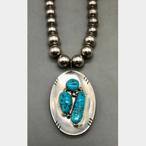 Turquoise And Sterling Silver Necklace