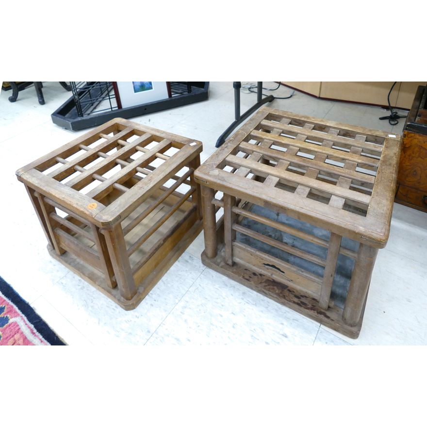2pc Antique Japanese Kotatsu Hibachi Warmers 14'' to 16''