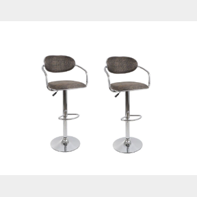 HOMIE HY013 DARK BROWN AND SILVER STEEL BAR STOOL - SET OF 2