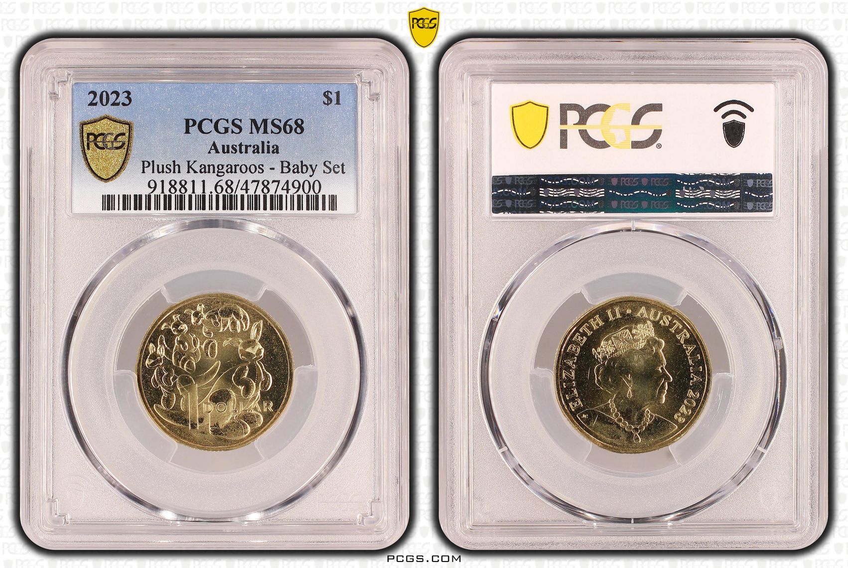 Plush Kangaroos - Baby Set, One Dollar, 2023, PCGS MS 68