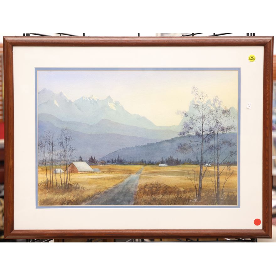 Clara Russell Northwest Landscape Watercolor Framed 22''x29'' (JD)