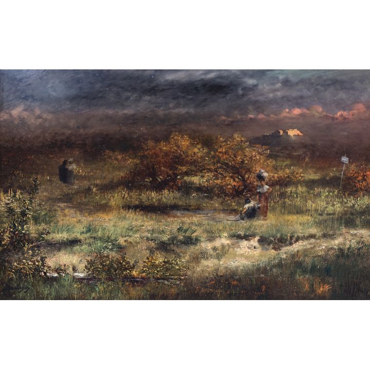 Charles Francois Daubigny ''Stormy Landscape'' Oil