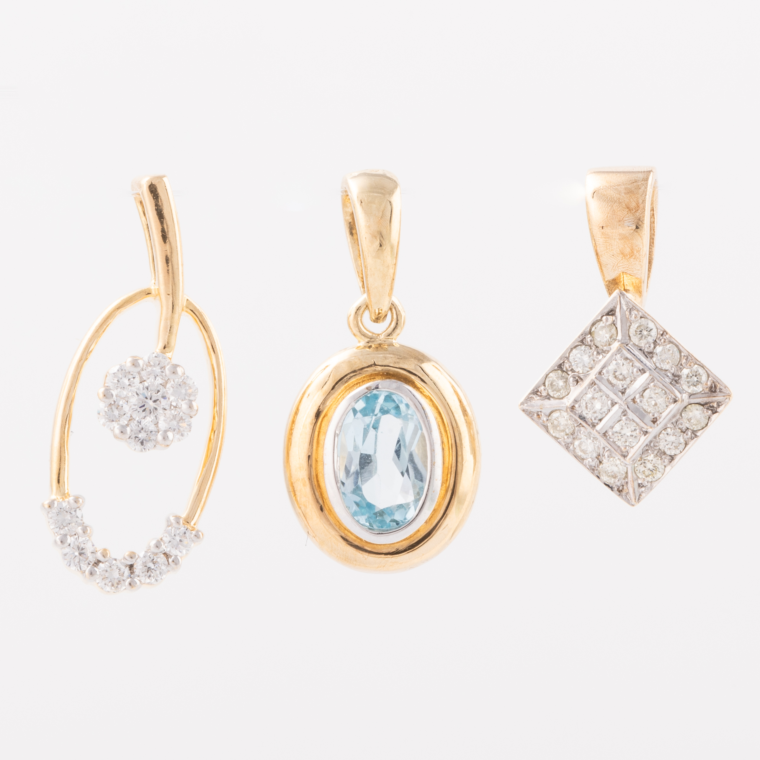 Two Diamond & One Topaz Pendant