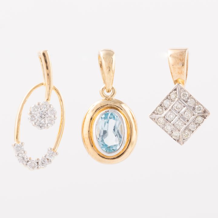 Two Diamond & One Topaz Pendant