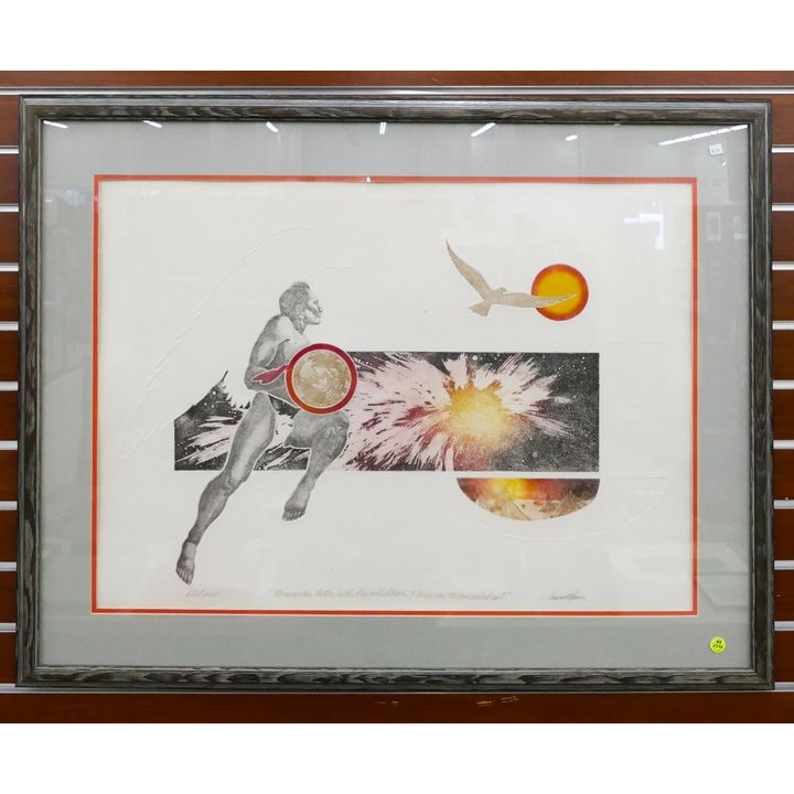 James Rome 'Morning Sun' Artist Proof Embossed Etching Framed- 29x37''