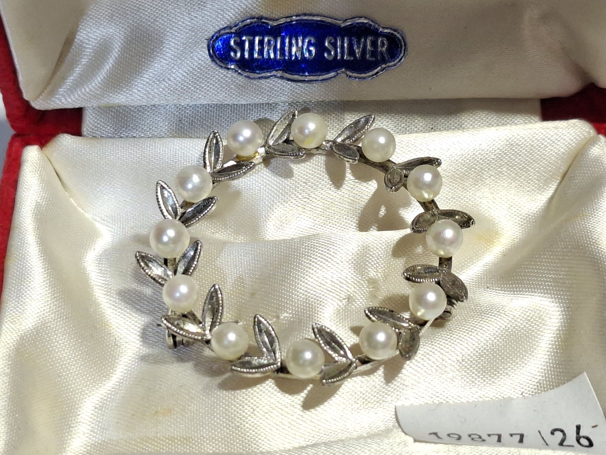 Vintage Sterling Silver Pearl Brooch