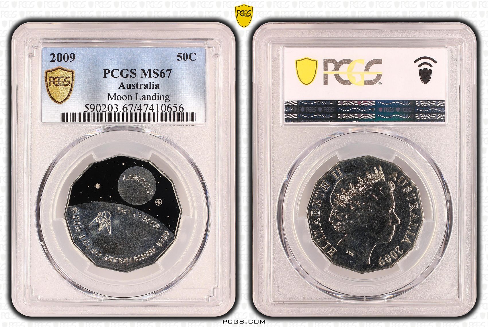 Elizabeth II, Moon Landing, Fifty Cent, 2009, PCGS MS67