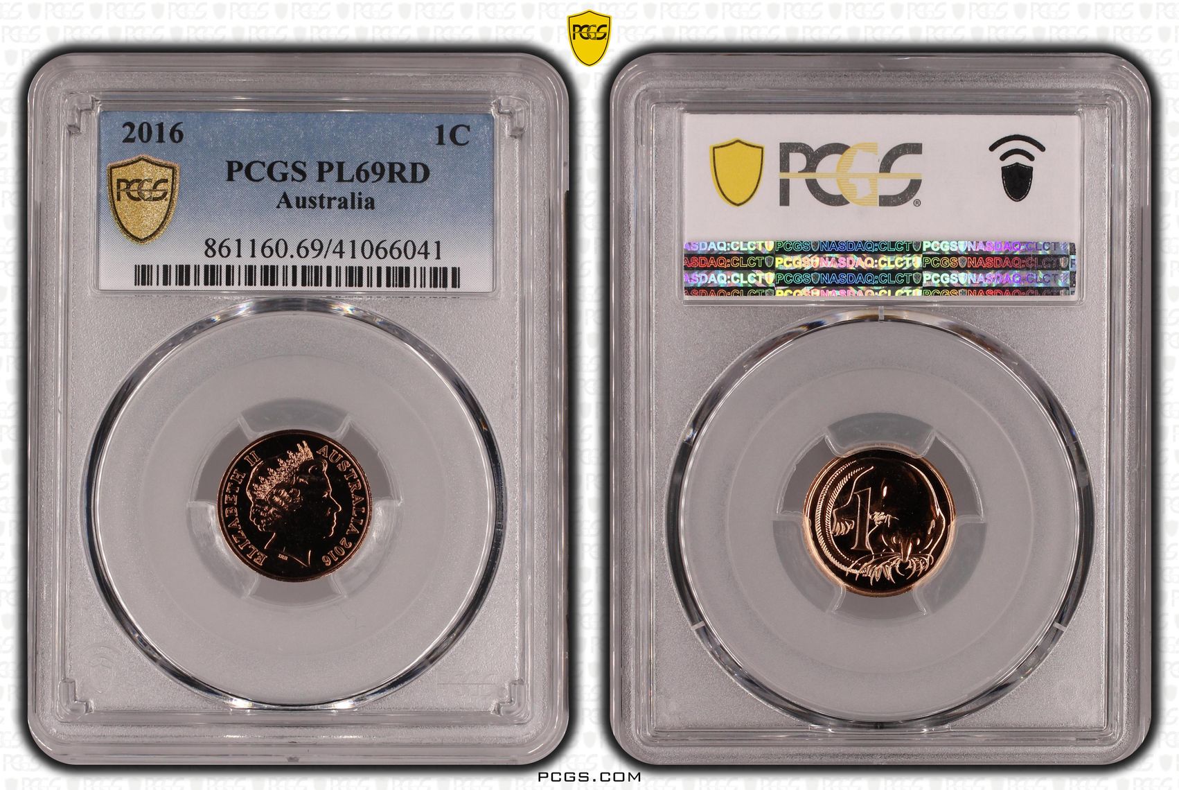 356 · 2016 Australia One Cent, 1c PCGS - PL69RD POP 1/0 -041