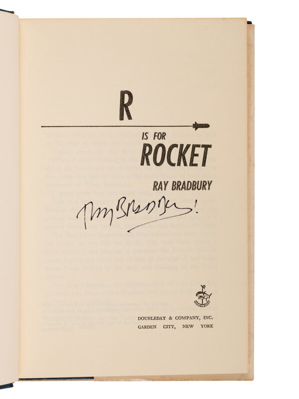 BRADBURY, Ray. R is for Rocket. FIRST EDITION. SIGNED. 