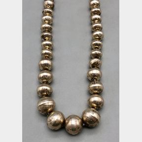 Stamped Sterling Silver Bead Necklace