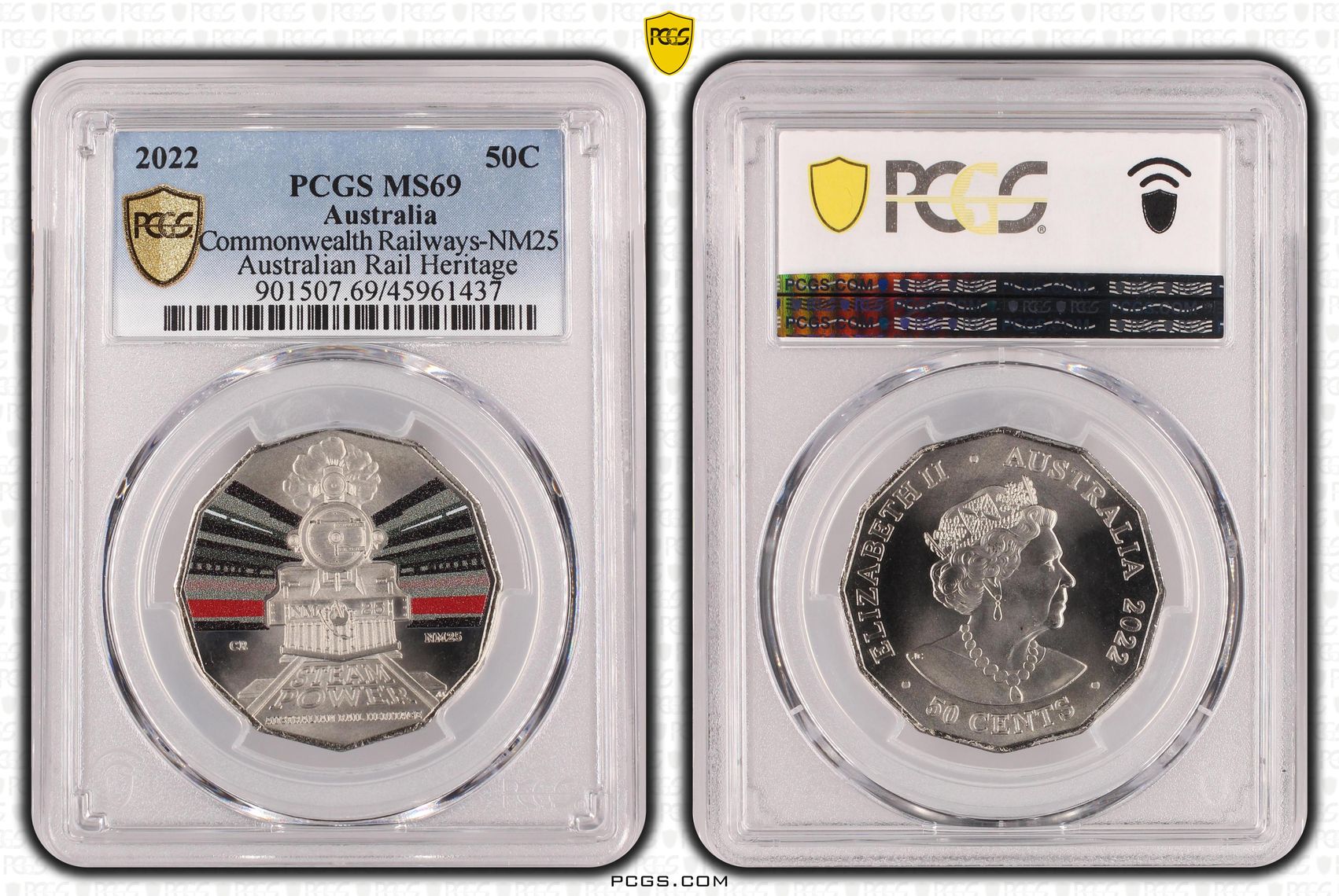 Commonwealth Railways-NM25 - Australian Rail Heritage, Fifty Cent, 2022, PCGS MS69