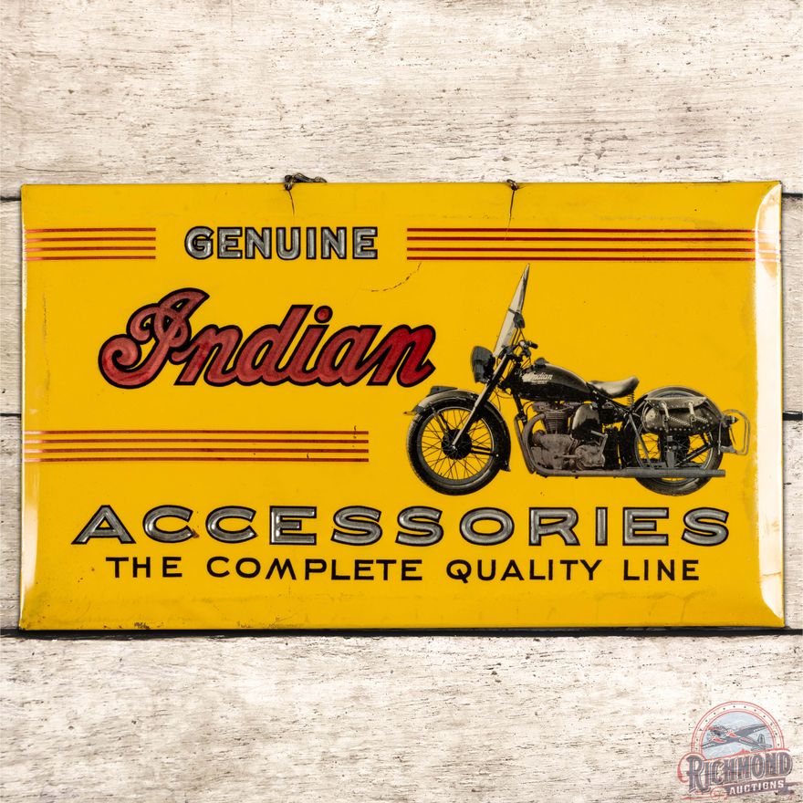 Rare Genuine Indian Motorcycle Accessories Celluloid Sign