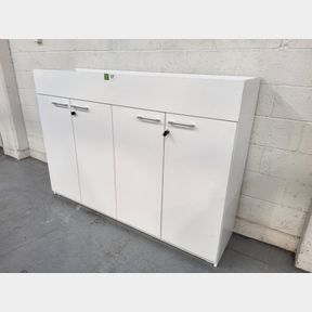 Wooden 4 door lockable storage cupboard with plastic plant top insert