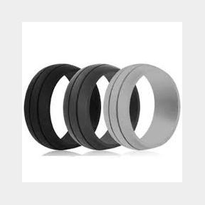 Killer Deals Set of 3 Silicone Rings for Men - Black/Grey/Brown - Size USA-9 RSA-S- 51743/6198 A7