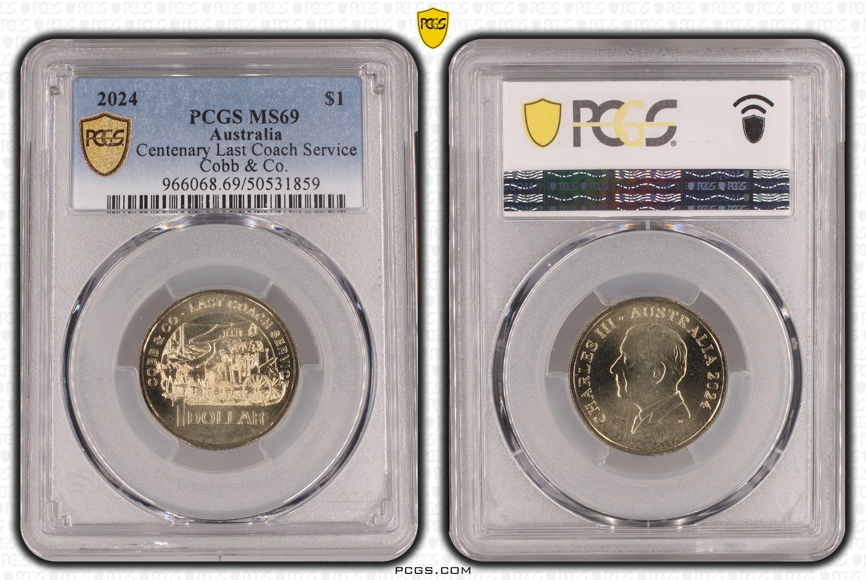 Centenary Last Coach Service, One Dollar, 2024, PCGS MS69