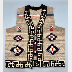 Rare Navajo Post WWII V for Victory Textile Vest (Code Talker)