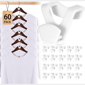 HOUSE DAY 60 Pack Space-Saving Hanger Hooks, White Clothes Hanger Connector, Heavy Duty, Sturdy Cascading Hooks for Closet Space Saver