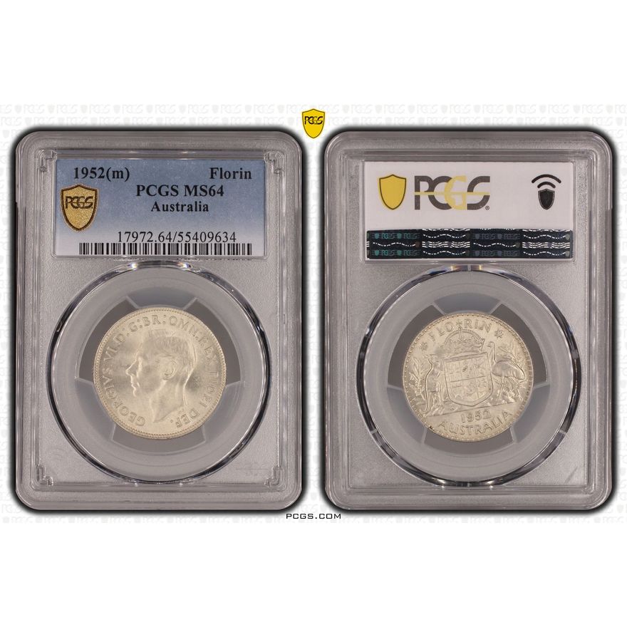 George VI, Florin, 1952(m), PCGS MS64