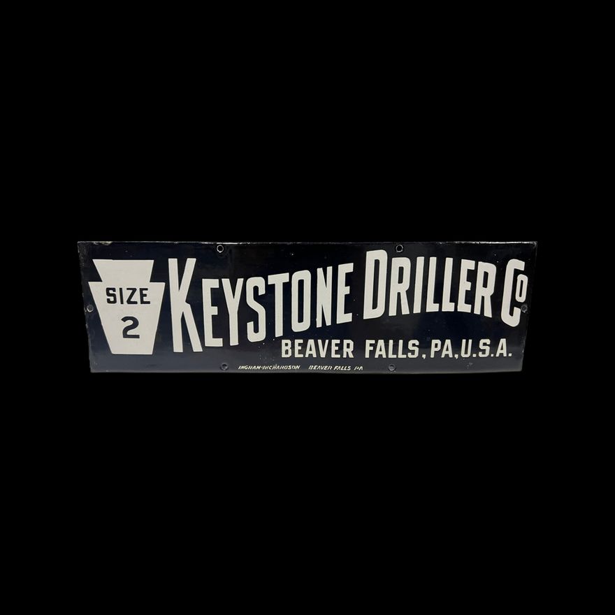 Keystone Driller Beaver Falls Pa Size 2 Porcelain Sign
