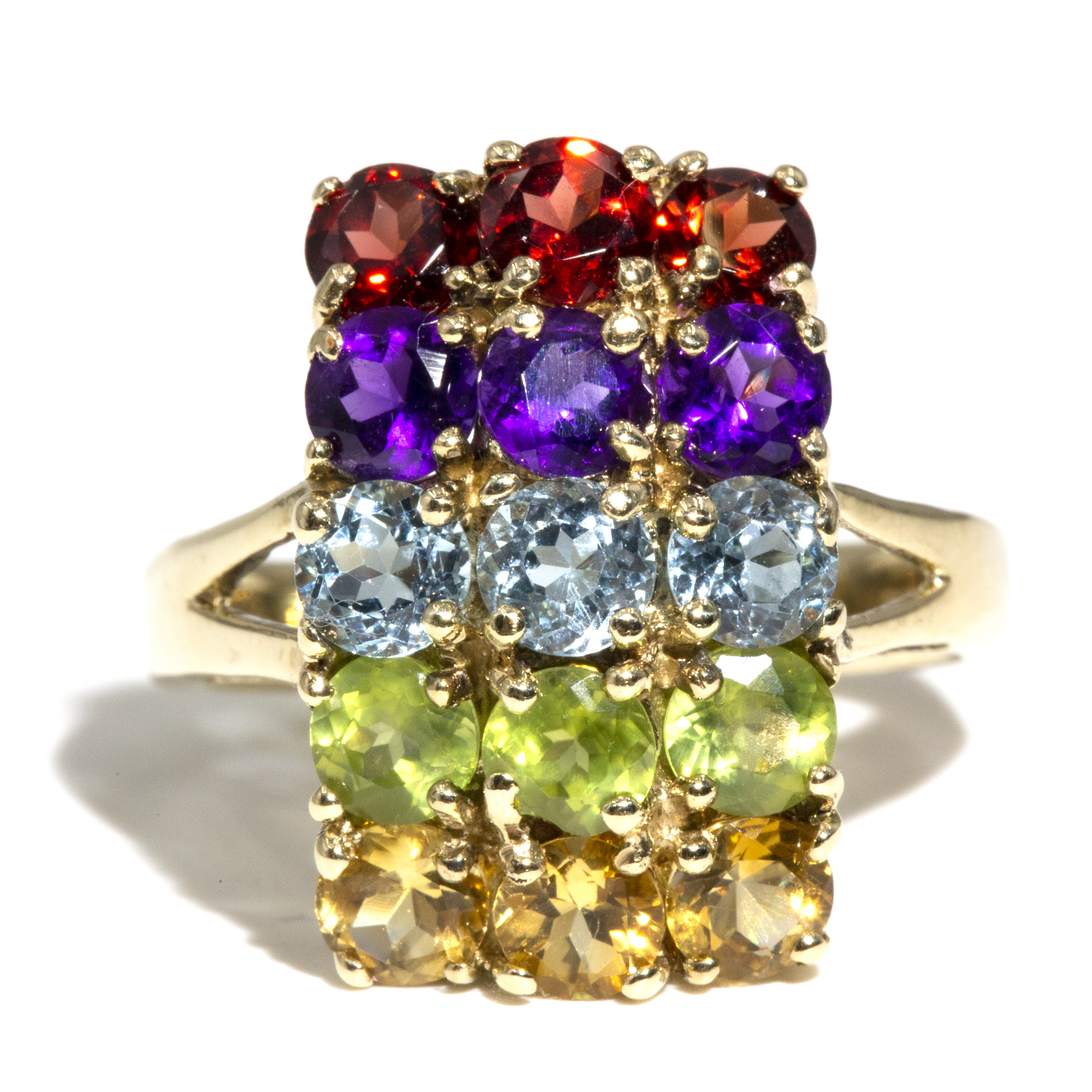 Multi Gemstone 9ct Gold Ring,